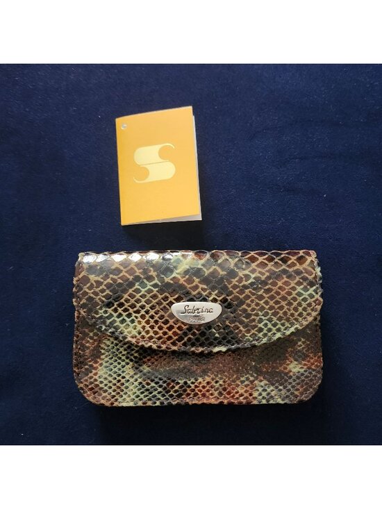 Sabrina Handbags - NWT Snakeskin Wallet Sabrina Paris Reptile Leather Brown